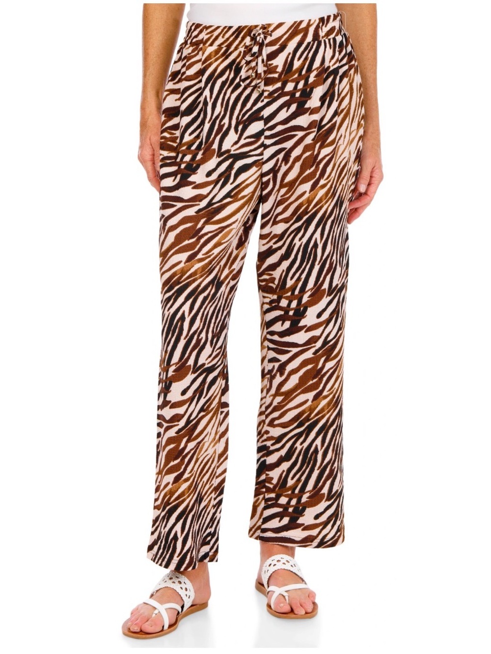 Soho Apparel Brown & Black Zebra-Print Wide-Leg Pants
